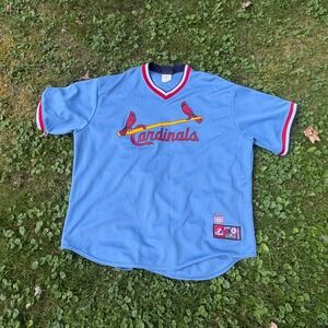 Majestic Cooperstown Collection Cardinals Jersey Mens 2X‎ Blue MLB